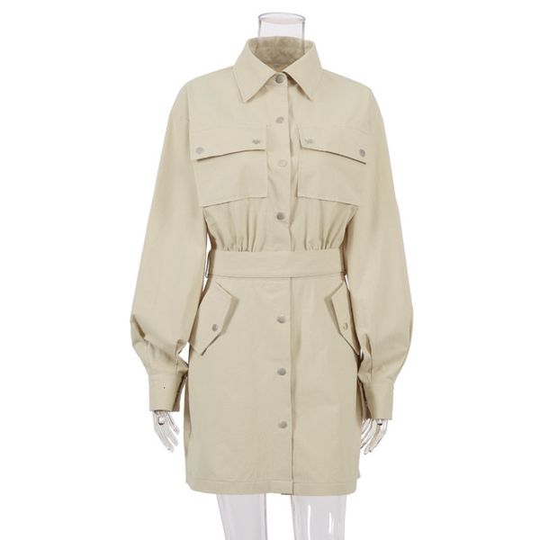 

casual dresses [ewq] vestidos curtos femininos de algodÃ£o com bolso, elegantes, trabalho, camisa escritÃ³rio, manga lanterna, cÃ¡qui, roupas f, Black;gray