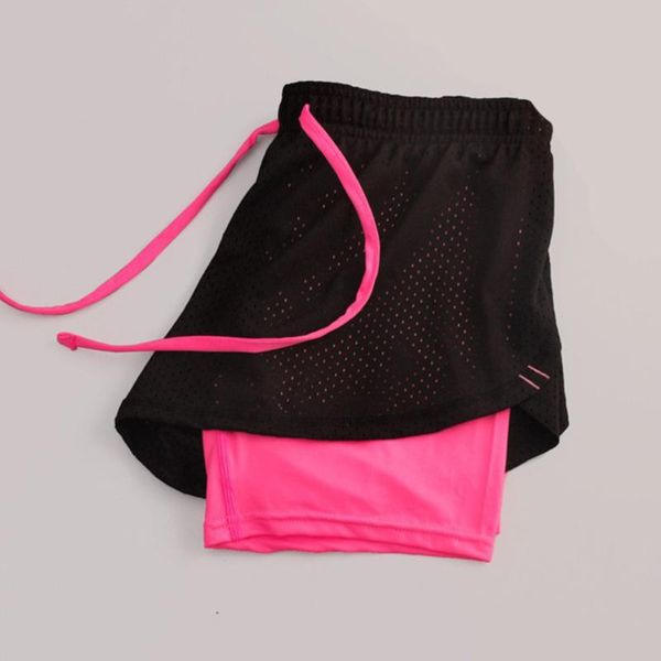 

grid quick-drying shorts female workout yoga anti-emptied sports trousers for fitness wearing (size rosy outfit