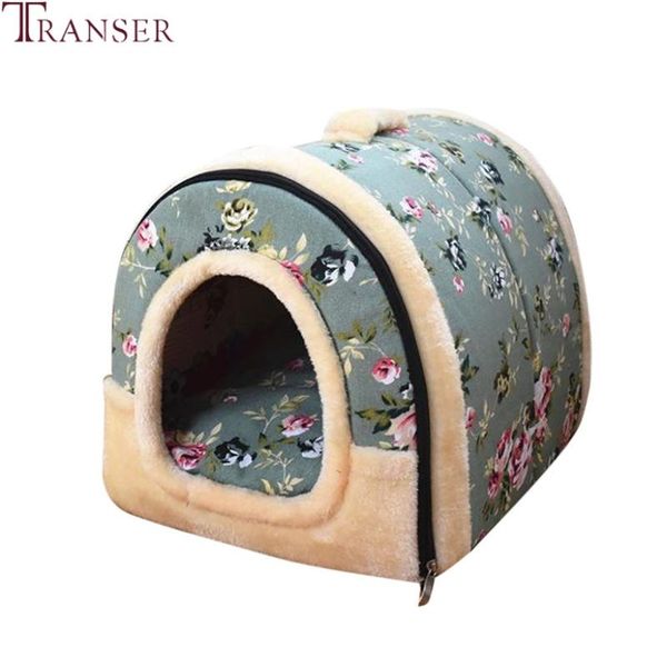 

transer 2 in 1 pet house sofa flowers print warm dog cat sleeping bed kitty small animal kennel cage beds 81206 kennels & pens