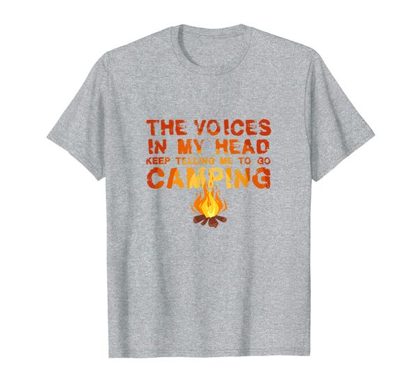 

the voices in my head keep telling me to go camping t-shirt, White;black