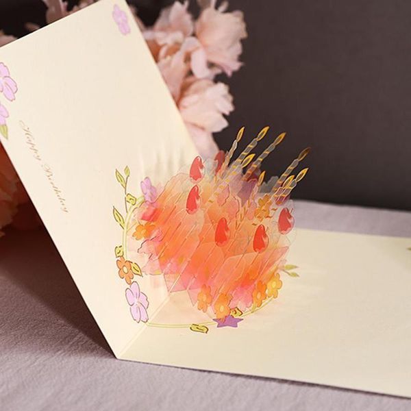 

greeting cards 3d up birthday card crystal cake for girl kids wife husband postcards gifts