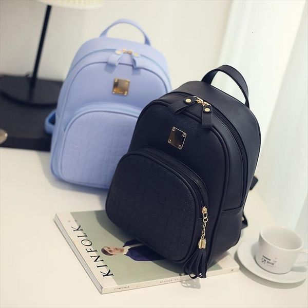 

girls pu leather double shoulder bag fashion candy color zipper mini backpack teenager students portable