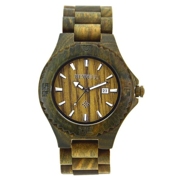 Orologi da polso bewell w023b vendere uomini orologi in legno orologio calendario in legno calendario maschio di lusso abito maschile maschile