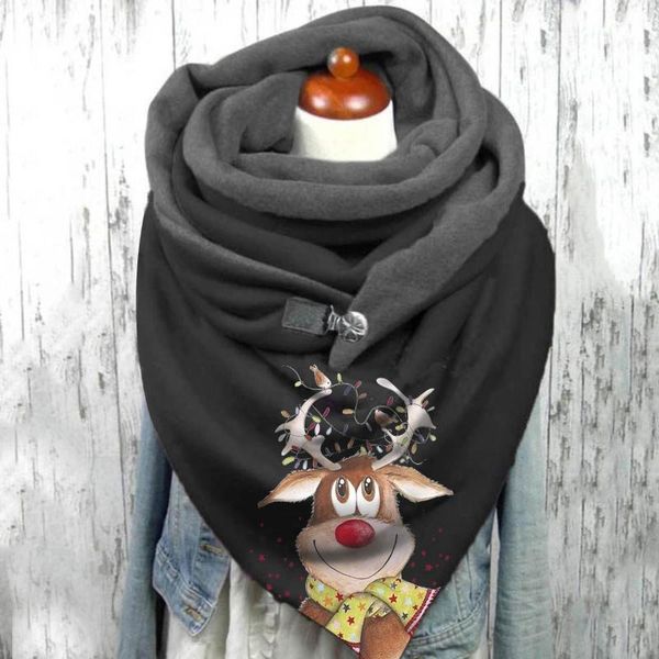 

scarves scarf shawls for women christmas elk print button neck wrap fashion shawl woman winter warm foulard, Blue;gray
