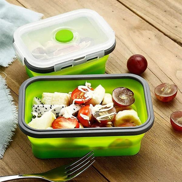 

storage bottles & jars 4pcs set refrigerator fresh-keeping box lunch kitchen tools square silicone folding