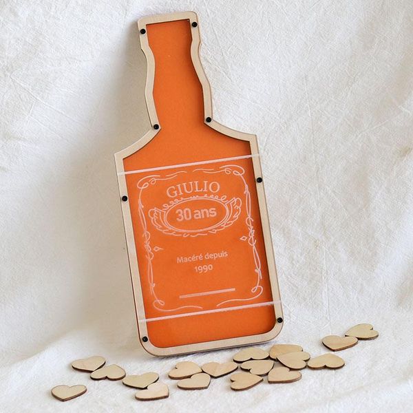 

personalized birthday age guest book rustic wine bottle shape wooden for signature custom drop box,father or boyfriend gift other event & pa