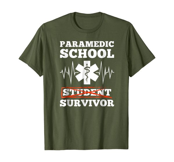 

paramedic school survivor funny ems student gift t-shirt, White;black