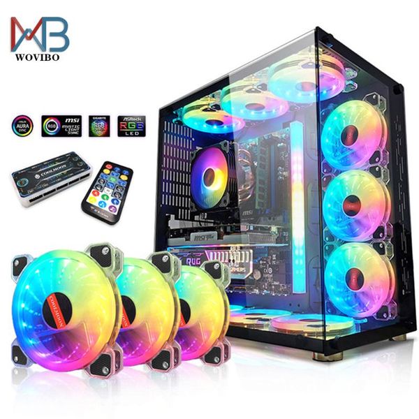 

120mm case fan cooling cooler pwm 6pin adjustable rgb led fans 5v mute with remote control for computer diy heatsink & coolings
