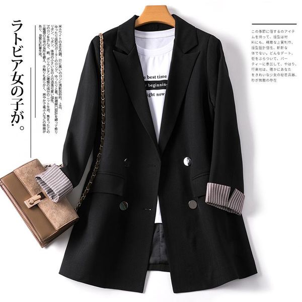 

women blazer elegant business suits spring autumn office lady outerwear female casual double breasted blazers women's &, White;black