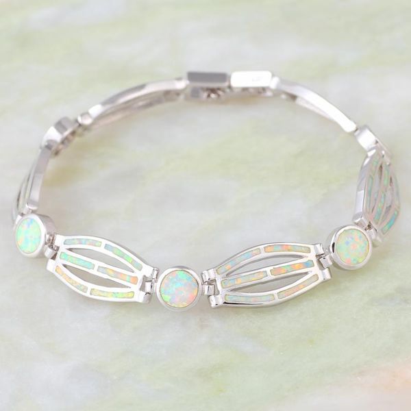 

charm bracelets womens silver color white fire opal bangles for teen girls pulseiras femininas 19cm 7.48 inch ab469, Golden;silver