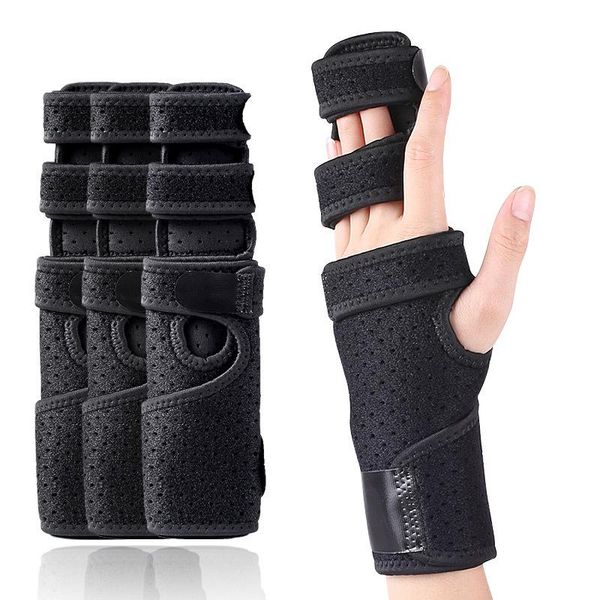 

wrist support 1pcs adjustable finger hand brace fixation belt guard fracture valgus sprain splint recovery, Black;red