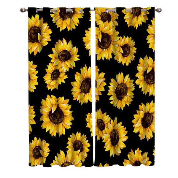 

curtain & drapes sunflower plant natural yellow curtains for window treatment living room bedroom kids home decor