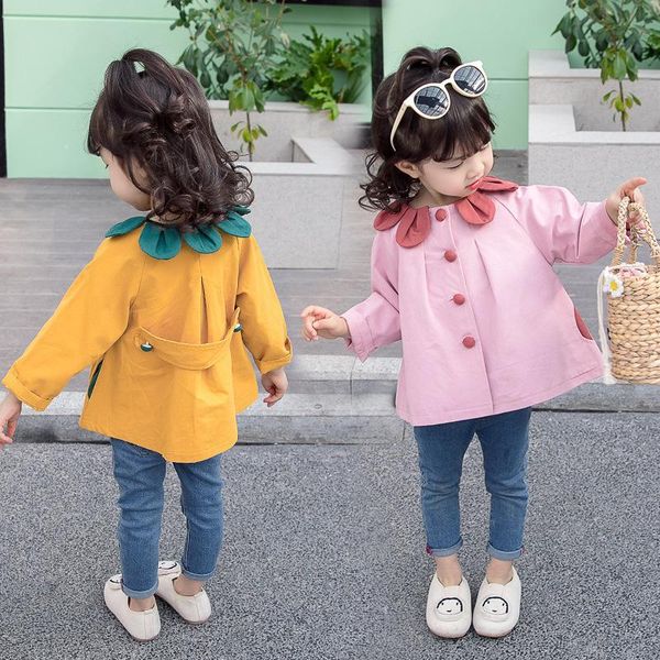 

coat children clothing baby girls trench spring autumn korean casual cute children's petal neckline, Blue;gray