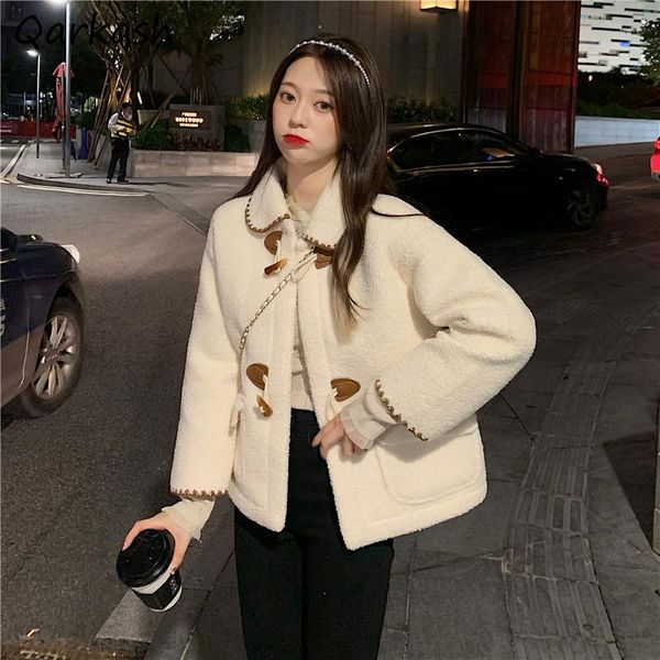 

women's jackets basic women horn-button simple leisure solid warm all-match girls cute streetwear korean style design outwear trendy in, Black;brown