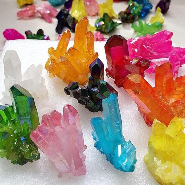 

decorative objects & figurines beautiful electroplate yellow aura quartz crystal mineral natural light decor stone as with and gif cluster f