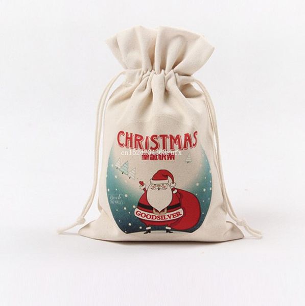 

christmas decorations 100pcs 14 styles claus santa deer storage bag drawstring canvas sack rustic vintage gift wholesale