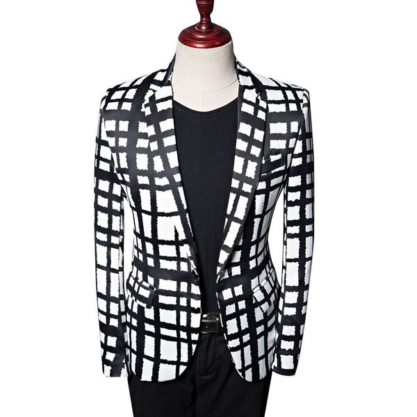 

fashion suits men blazers men's studio host hairer flower suit, White;black