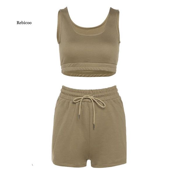 

women's tracksuits sportswear tank and biker shorts sets for women casual solid athleisure two piece outfits summer set, Gray