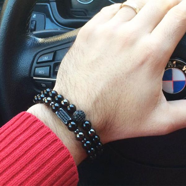 

charm bracelets norooni men bracelet pave cz column with stone bead pulseira for jewelry gift, Golden;silver