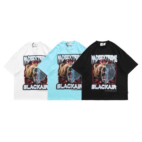 

fashion t shirt american black bear print on short sleeve, White;black