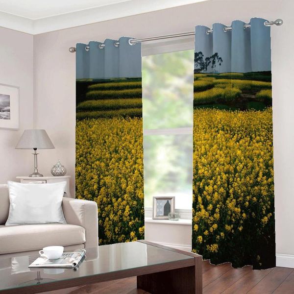 

curtain & drapes custom pastoral small fresh rape flower garden window curtains for living room bedroom half-blackout sets