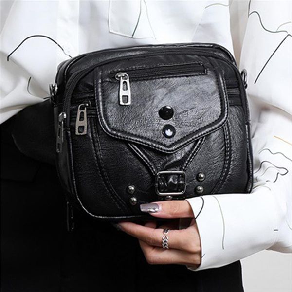 

shoulder bags women's bag 2021 fashion messenger soft leather washed small square