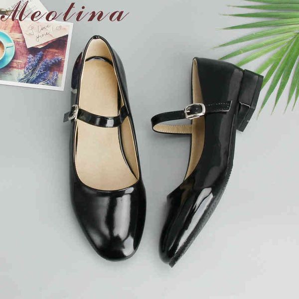 

women's mary jane flats autumn buckle dance school shoes black large 2 9