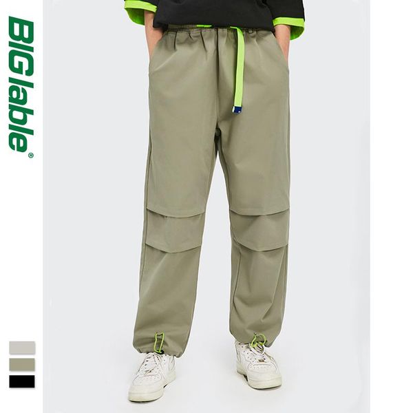 

men's pants Â big lable casual men 2021 loose fit straight with belt hip hop track male trousers 3580s21, Black