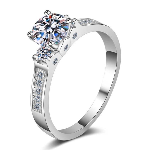 

sterling silver moissanite diamond 0.8ct exquisite vintage engagement ring for women jewelry gift cluster rings, Golden;silver