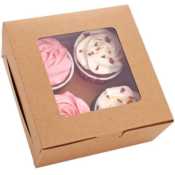 

gift wrap 5pcs 2/6holes cupcake packing box muffin biscuit pastry cake baking chocolate kitchen paper kraft packaging too l4k0