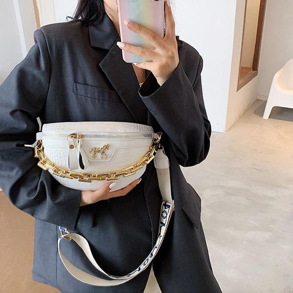 

luxury thick chain waist bags crossbody bag for women 2021 lady chest pack fashion belt fanny female handbag