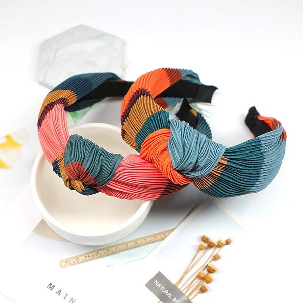 

hair accessories korean women cute hairbands tie print striped rainbow girls scrunchie headwear mujer wraps headband turban