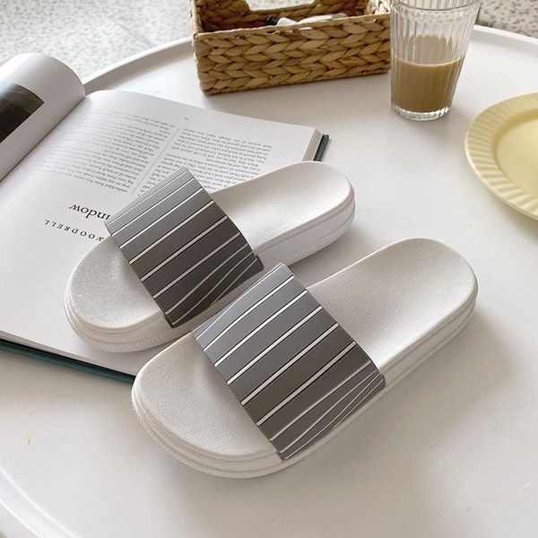 

slippers apanzu for women summer 2021 beach flip flops couple slides simplicity soft black and white stripes casual indoor shoes