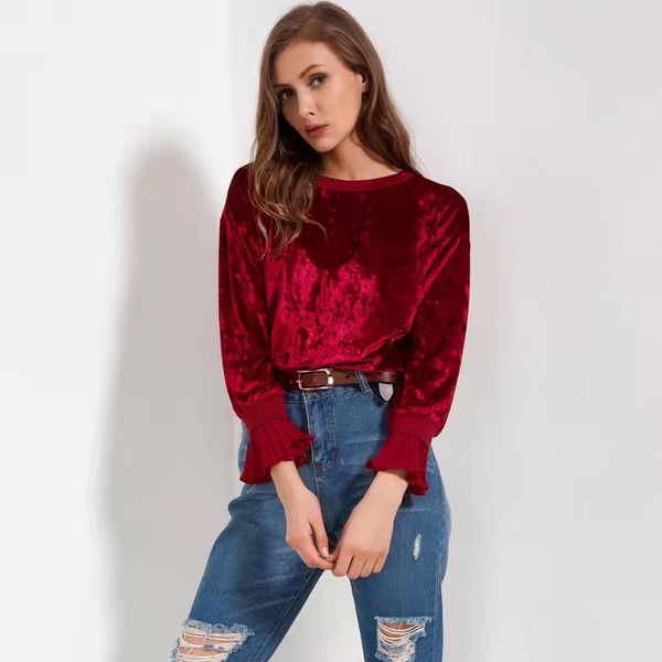 

women's knits 2021 winter women long sleeve soft golden velvet plain pullover hoodie, White