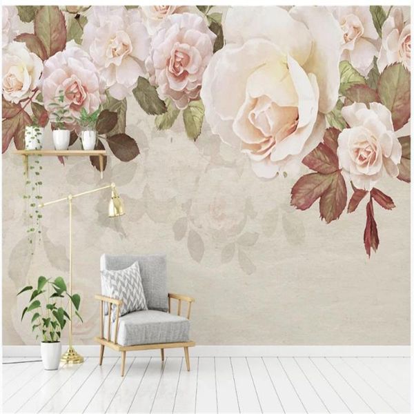 

wallpapers pastoral rose wallpaper living room tv background wall 3d murals for