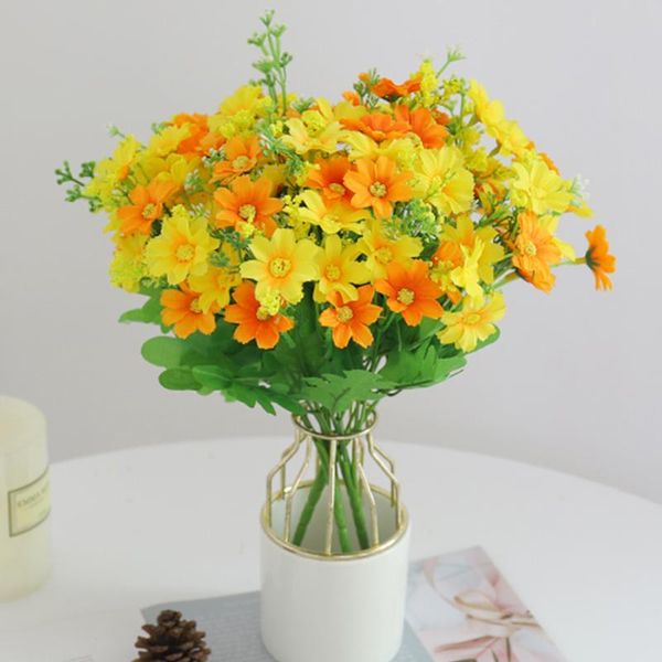 

silk daisy artificial flowers bouquet autumn wedding home decoration small fake fall office arrangement decorative & wreaths