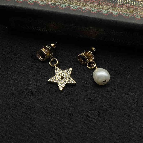 

70% off letters irregular pendant stars full of diamonds pearl fashion ins women's earrings, Silver