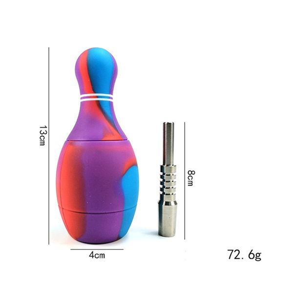 Narghilè Tubi in silicone a forma di palla da bowling Titaniums Nails Pipa per tabacco adatta per fumo secco alle erbe con accessori per unghie in titanio