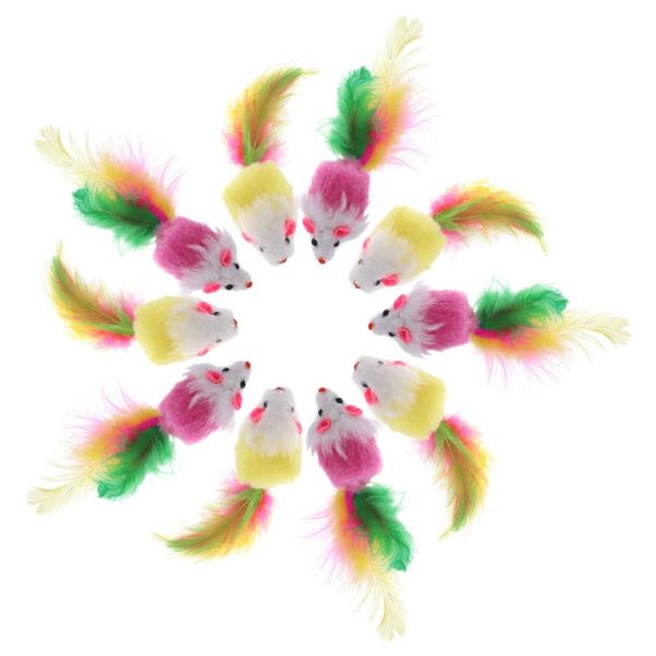 

furry pet toys mice cat catcher with feather tails (random color)