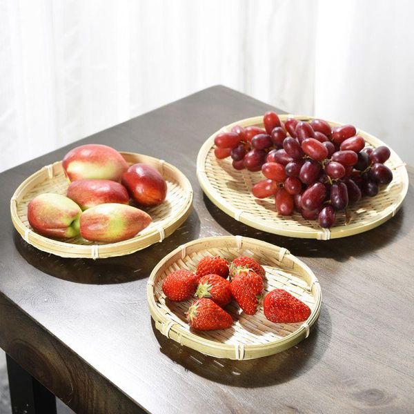 

kitchen storage & organization handmade bamboo fruit wicker rattan straw basket bread round plate organizer plates1