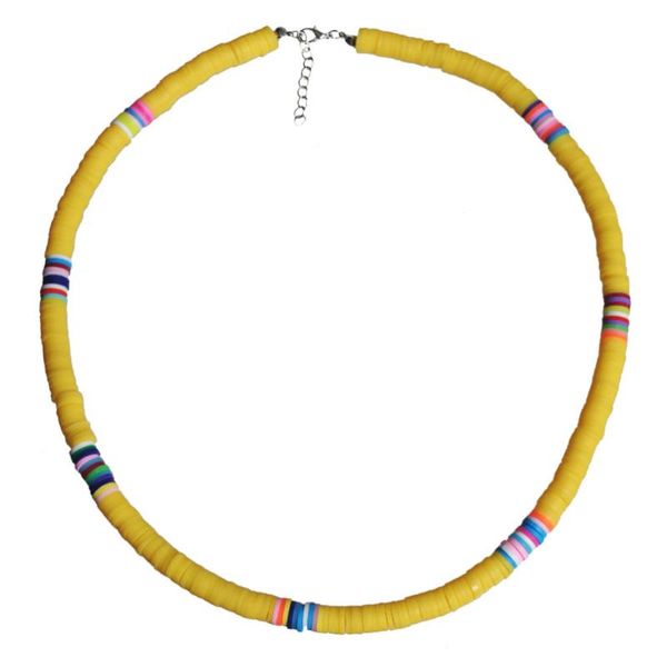 

woman necklace beach leisure personalized chain clay round pieces (yellow 6mm) pendant necklaces, Silver