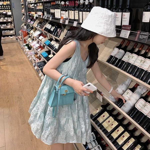 

skirt female summer french sweet drs small frh college style thin relief jacquard chiffon a-line skirt, Black;gray