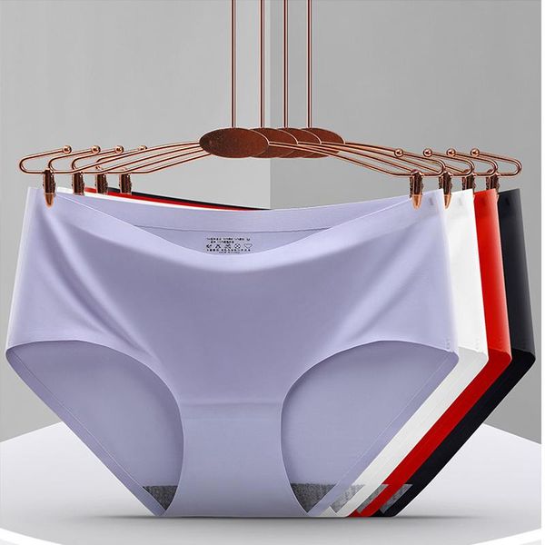 

women's panties underwear ice silk cotton antibacterial briefs lingerie female casual girls ladies underpants plus-size xxl, Black;pink