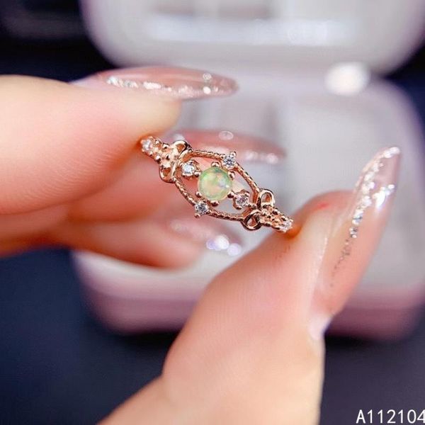 

cluster rings kjjeaxcmy fine jewelry 925 sterling silver inlaid natural white opal women fresh elegant small adjustable gem ring support det, Golden;silver