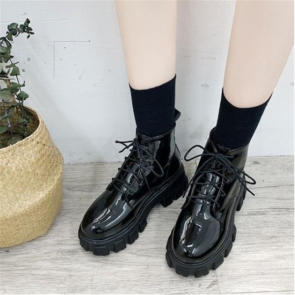 

boots women 2021 autumn and winter student handsome thick-soled motorcycle short-tube leather, Black