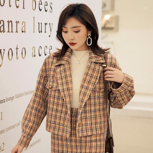 

two piece dress yigelila autumn arrivals suits turn down collar single breasted 2 office lady full sleeve 91012+5919, White