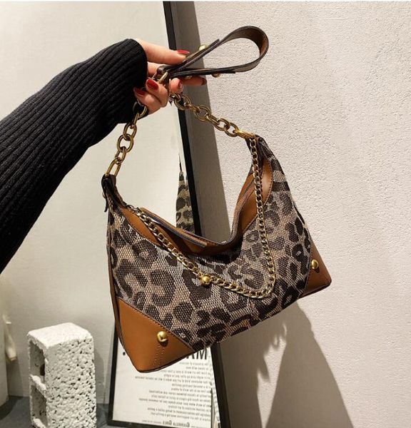 

wholesale factory street trend rivet shoulder bags retro contrast leather backpack european and american popular leopard handbag cross plaid