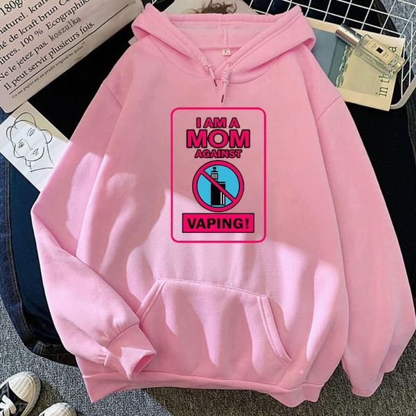 

women's hoodies & sweatshirts i am mom against vaping hoodie women harajuku kawaii letter print autumn winter loose pullover hoody clot, Black