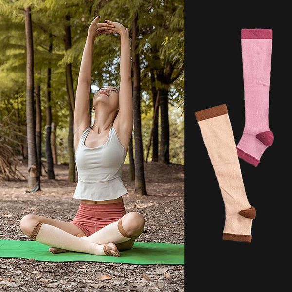 

sports socks fall/winter yoga step to prevent varicose veins compression in tube women's, Black