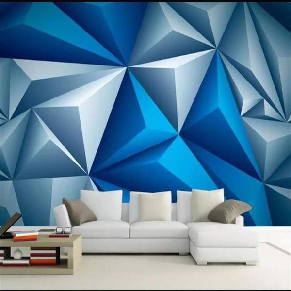 

custom 3d po wallpaper mural room sofa tv backdrop living bed geometric relief blue picture wallpapers